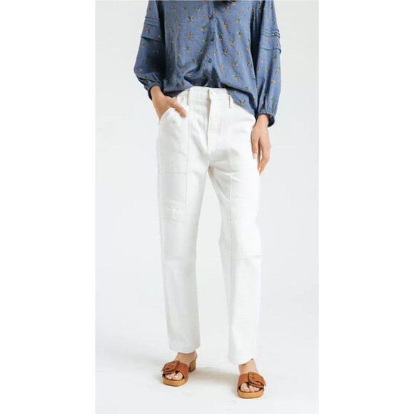 AGOLDE Women’s Cooper Cargo ORG Cotton Utility Jeans in Milkshake Size 29 EUC! - Picture 1 of 8